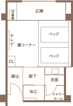 呂尚館 シャワーブース付和洋室 間取り